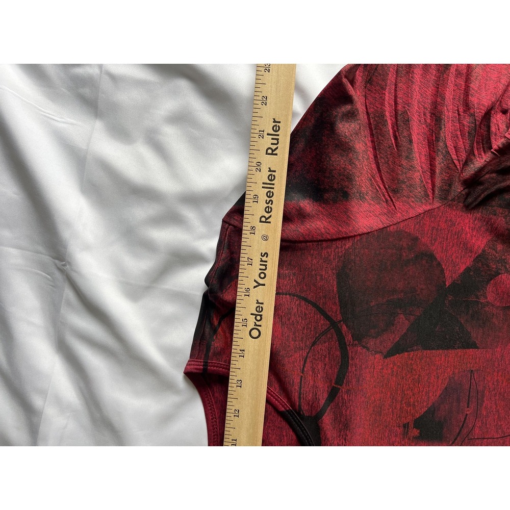 Jess & Jane‎ Shirt Womens 2X Red Black Abstract Print Long Sleeve Top Made USA - Picture 11 of 13